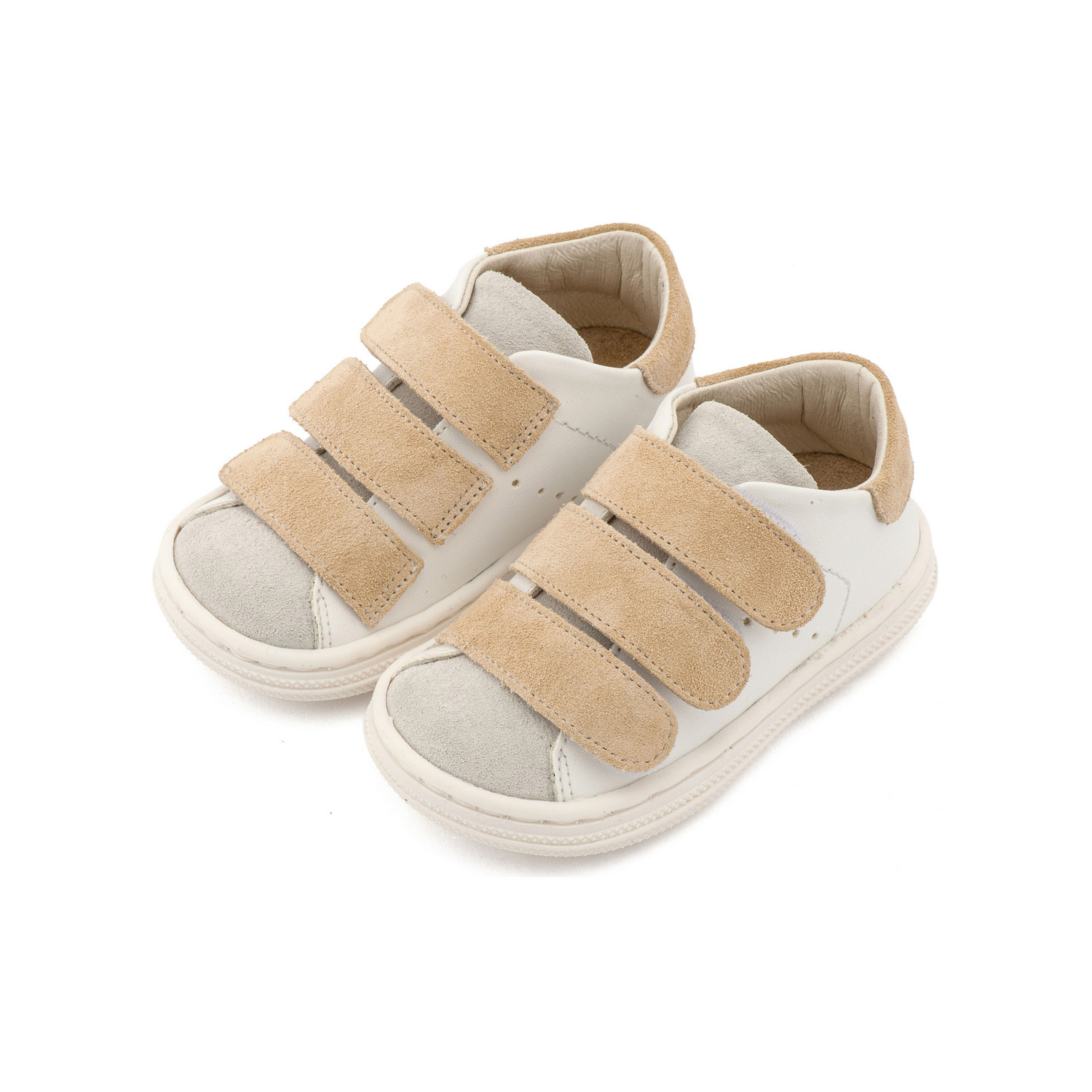 Babywalker Sneaker Μπεζ με Τριπλή Μπαρέτα BS3096