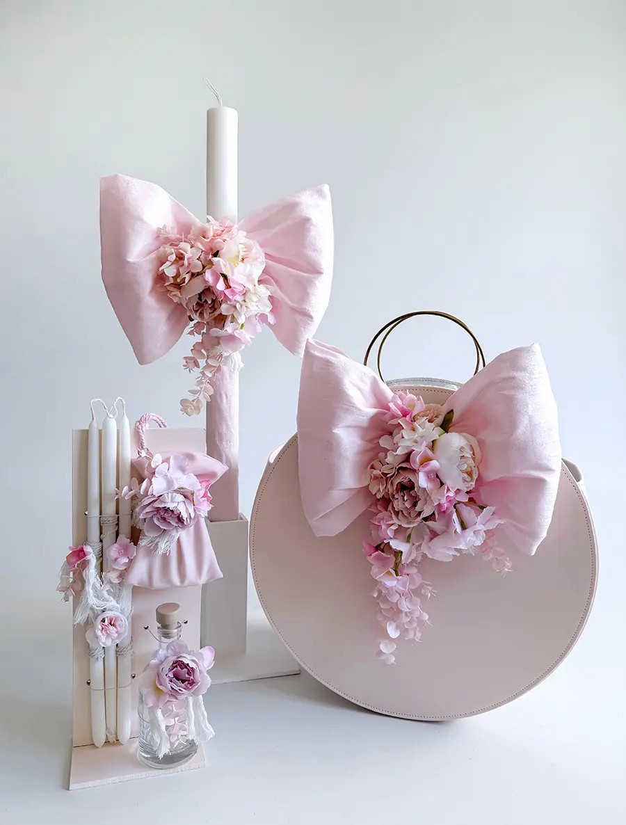 Σετ βάπτισης Bows & Flowers Μανάκου 8τμχ