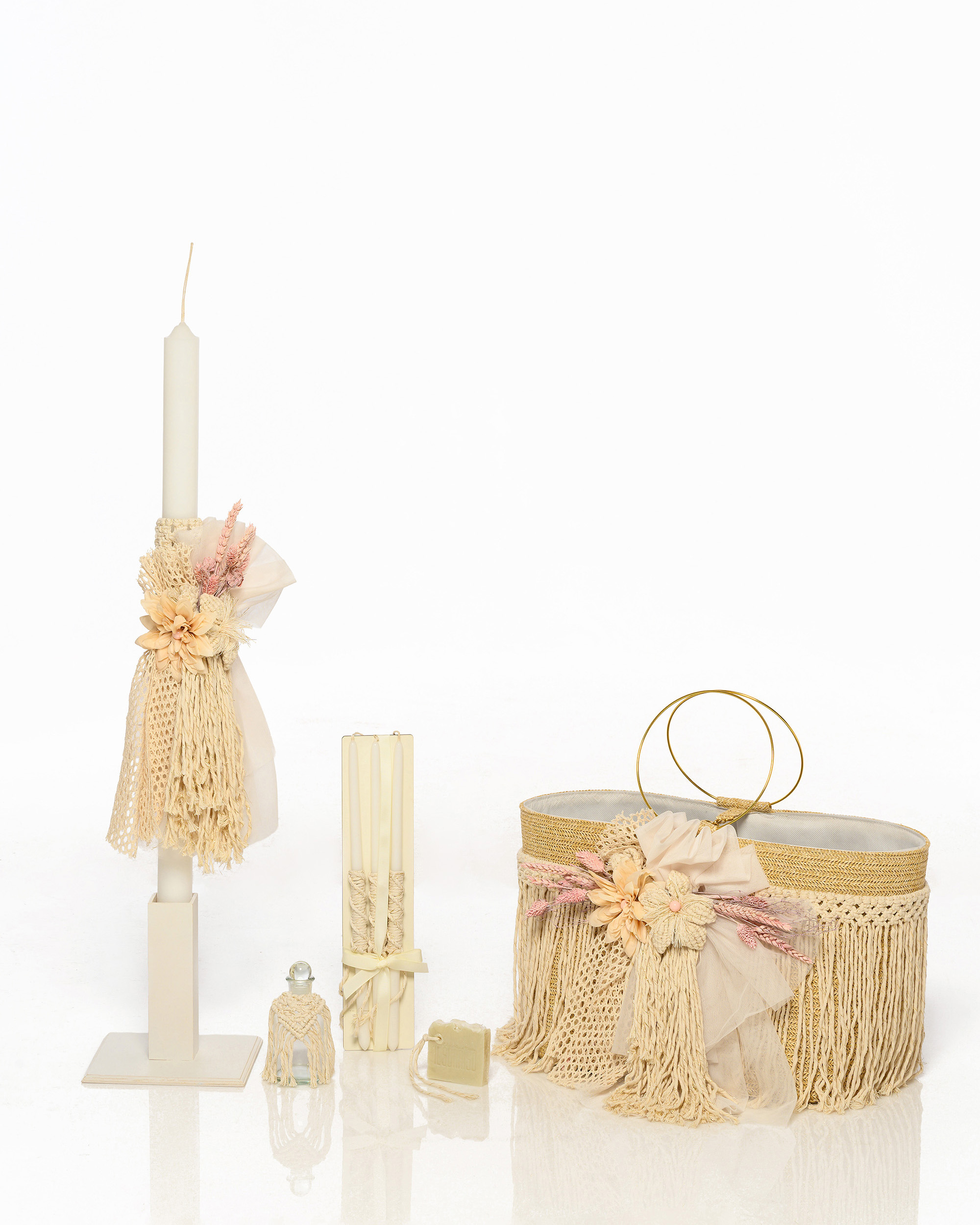 Σετ Βάπτισης με Θέμα Λουλο΄ύδια Macrame 7Τμχ